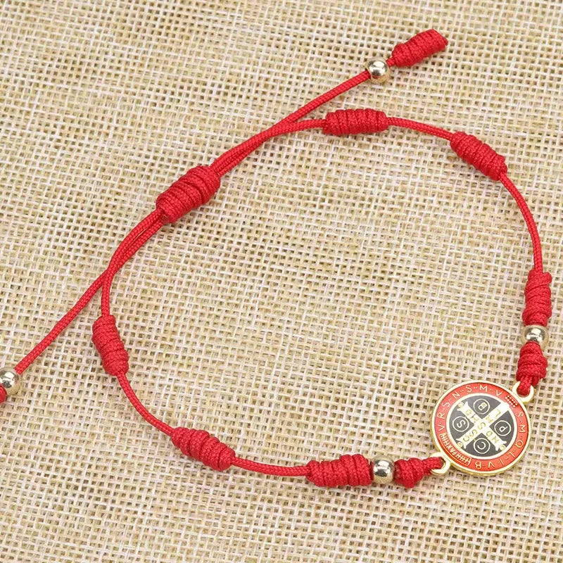 1PCS Red Rope St. Benedict Woven Bracelet