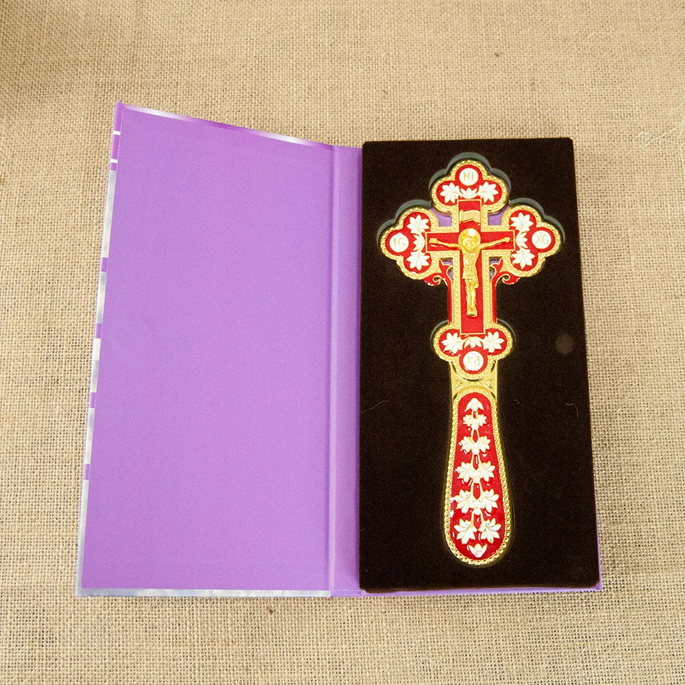 Orthodox Gold Plated Colorful Enamel  icon Cross INRI Crucifix