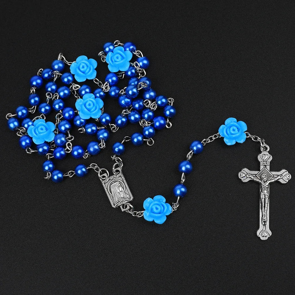 Rosary Necklace For Women Pendant 6MM Pearl Beads