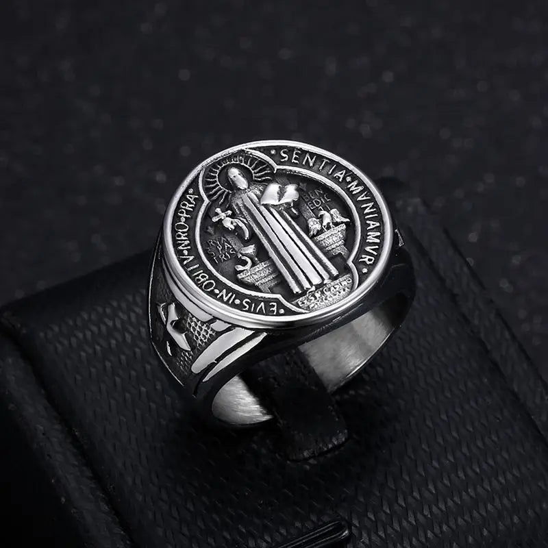 St. Benedict Exorcist Ring Stainless Steel or Gold Plated