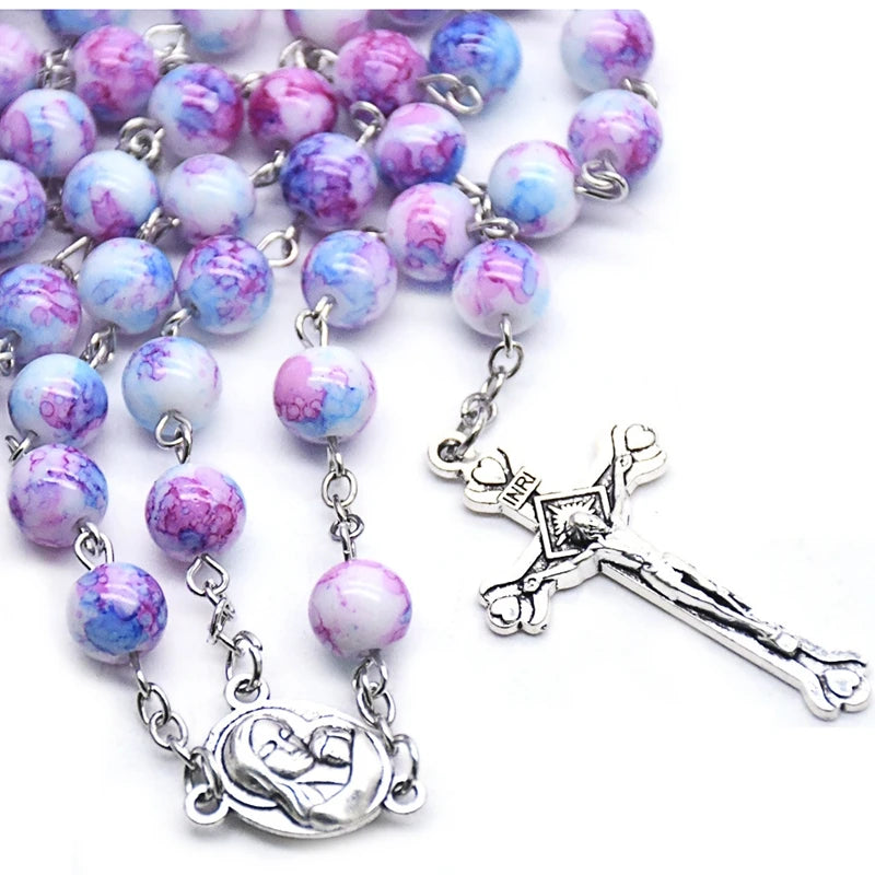 Glass Rosary  with Multicolor Beads