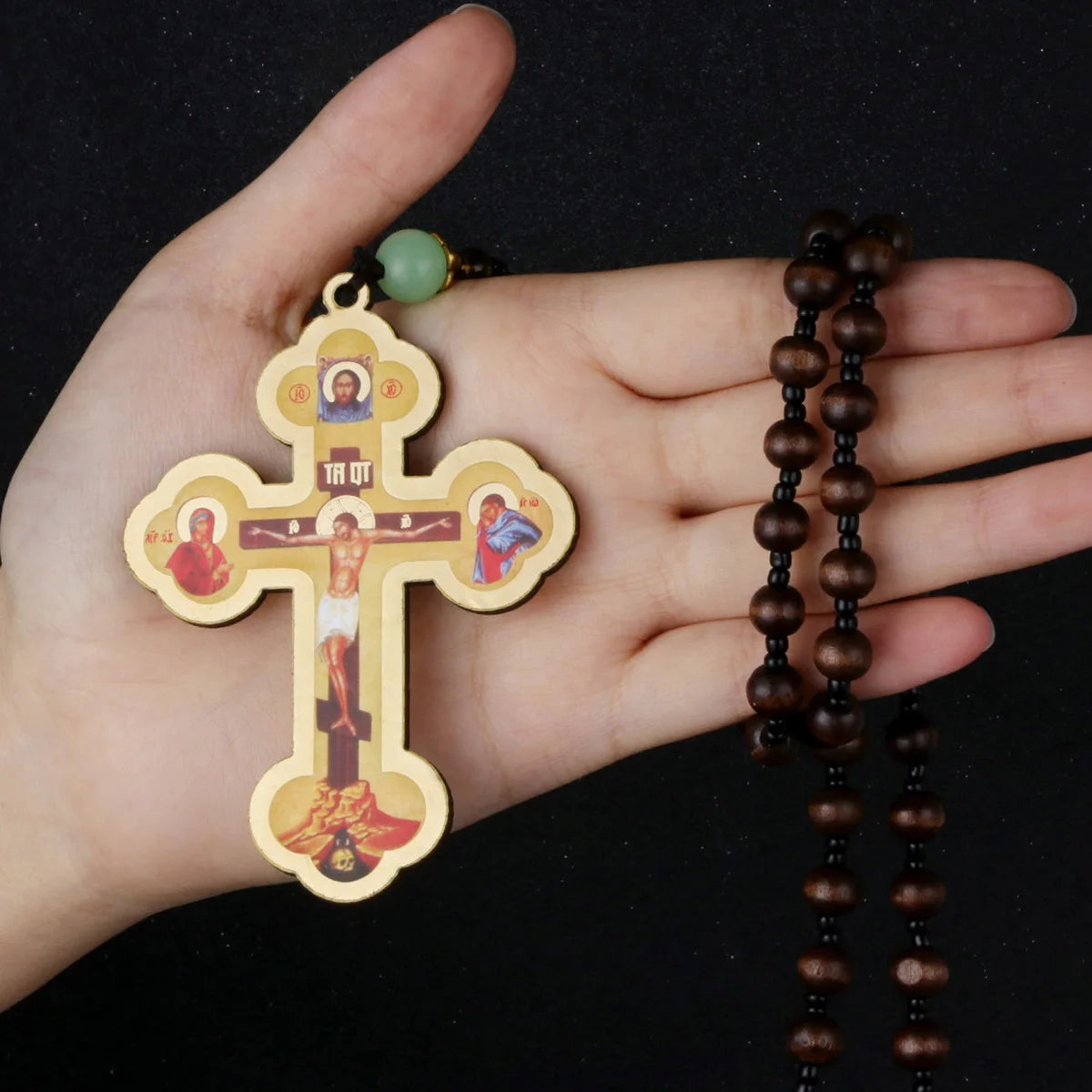Beaded Wood Orthodox Rosary with Icons