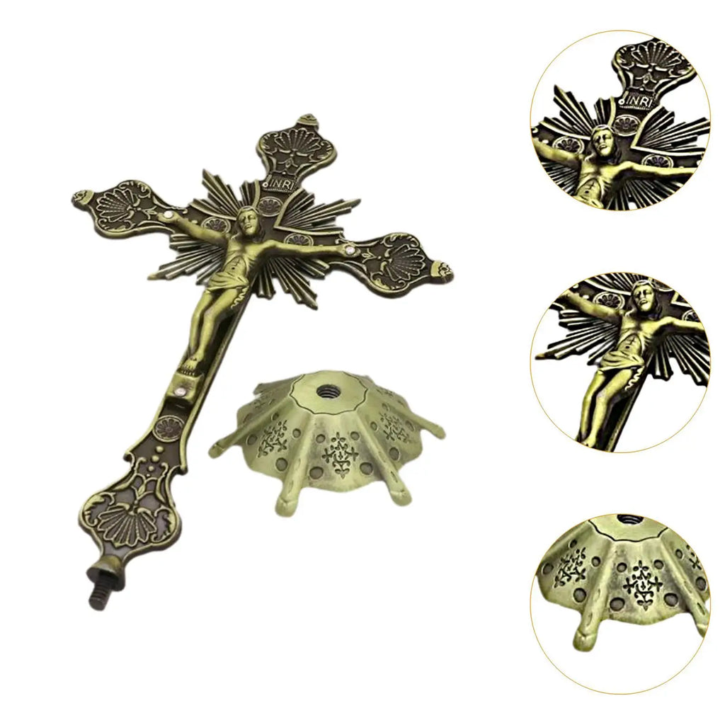 Jesus Crucifix Table Cross Figurine Catholic Standing Crucifix Jesus Cross Statue for Altar Christian Decoration Tabletop