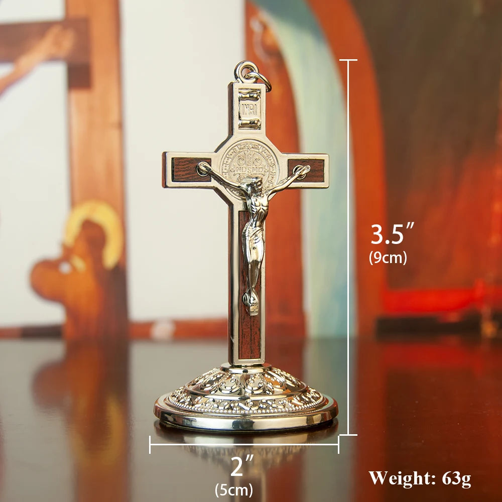 Catholic Cross Saint Benedict Cross 3.5In Gold Silver Plated