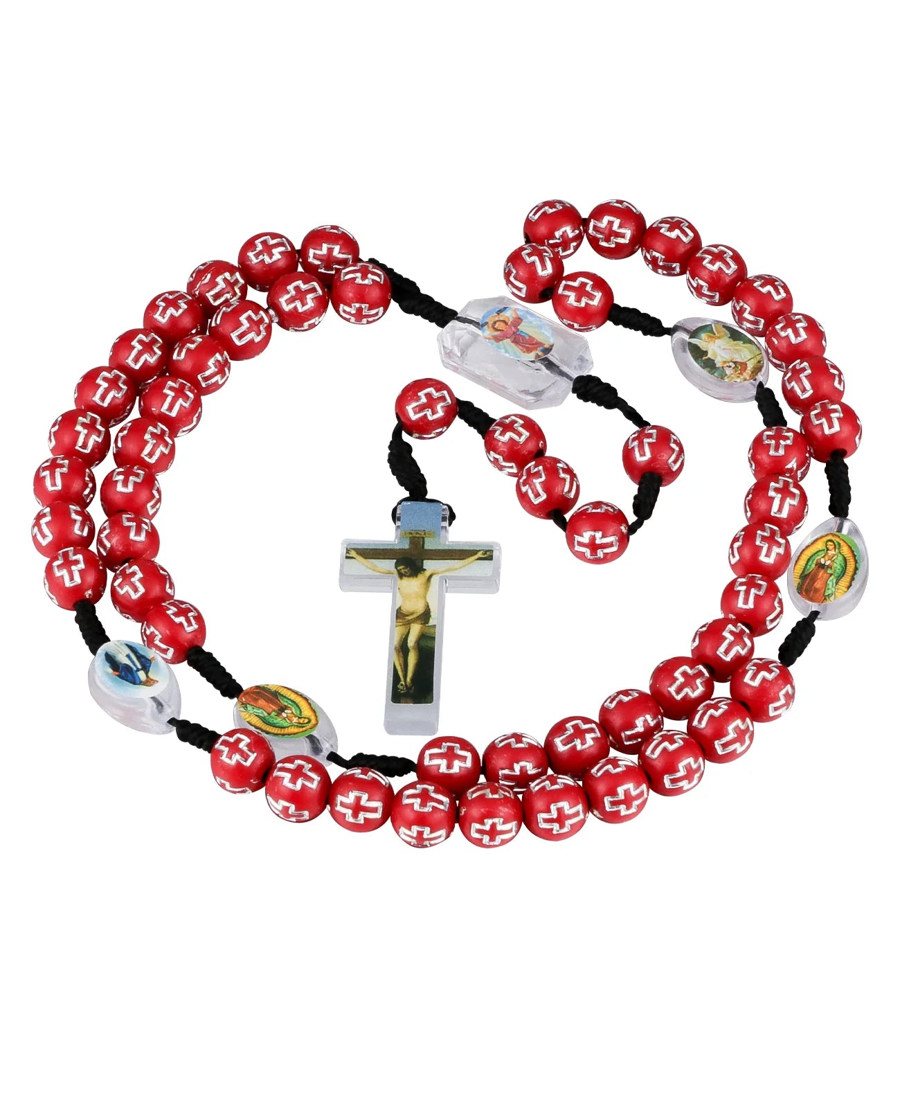 6 Colors Prayer Beads Chain Rosary Necklace Random Holy Icon Medal Spacer Beads