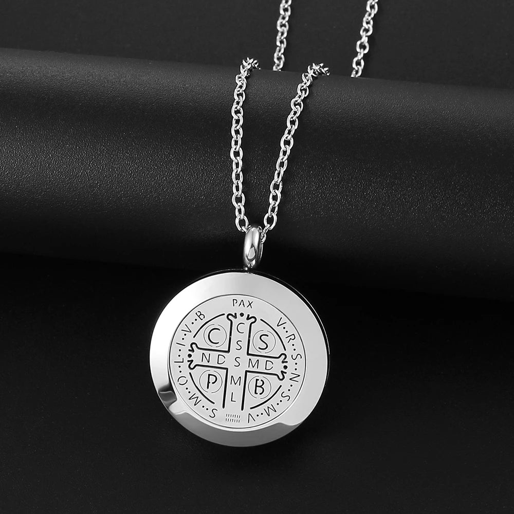 St. Benedict necklace 316L stainless steel pendant and diffuser