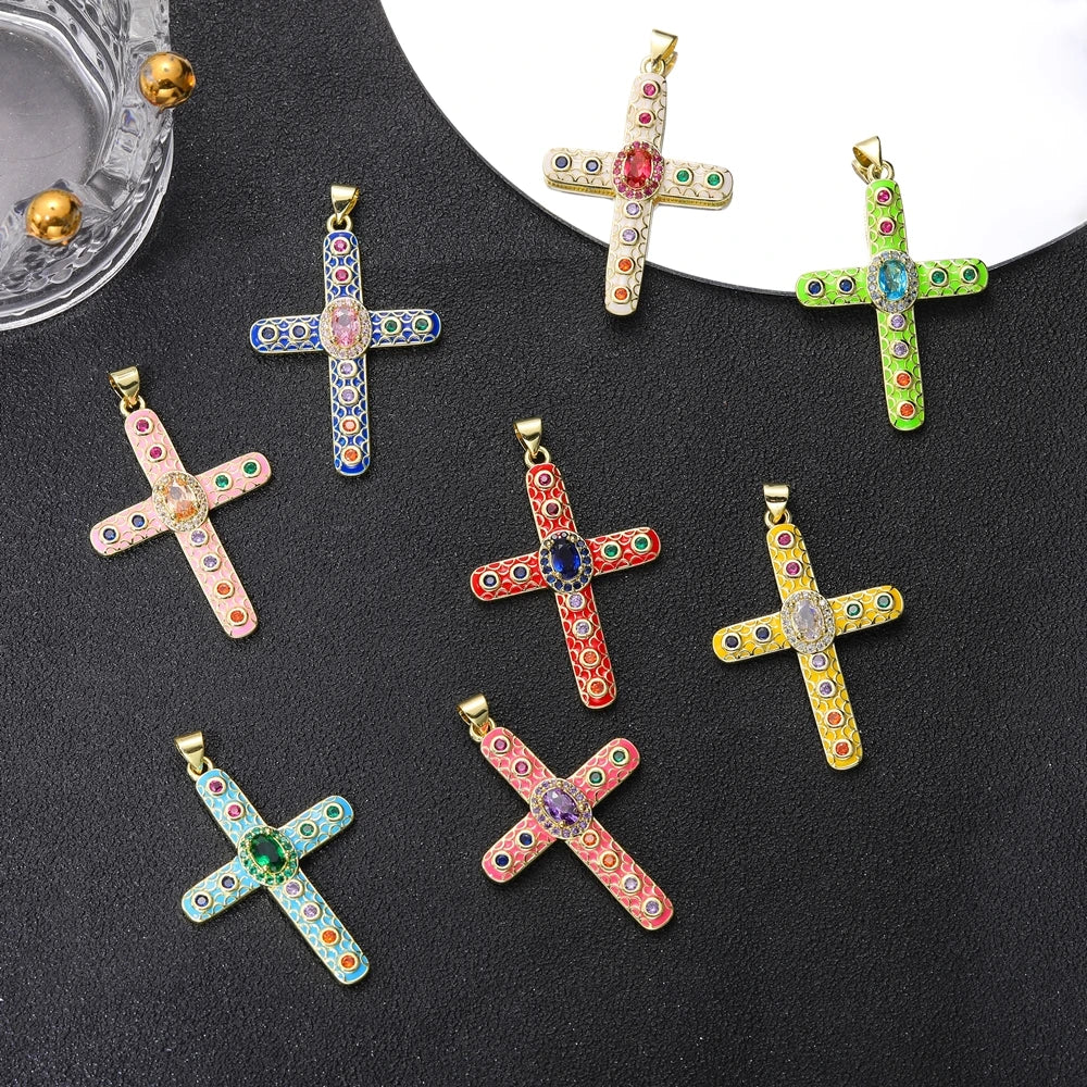 Rosary Jewelry Making Handmade 18K Real Gold Plated Opal Shell Cross