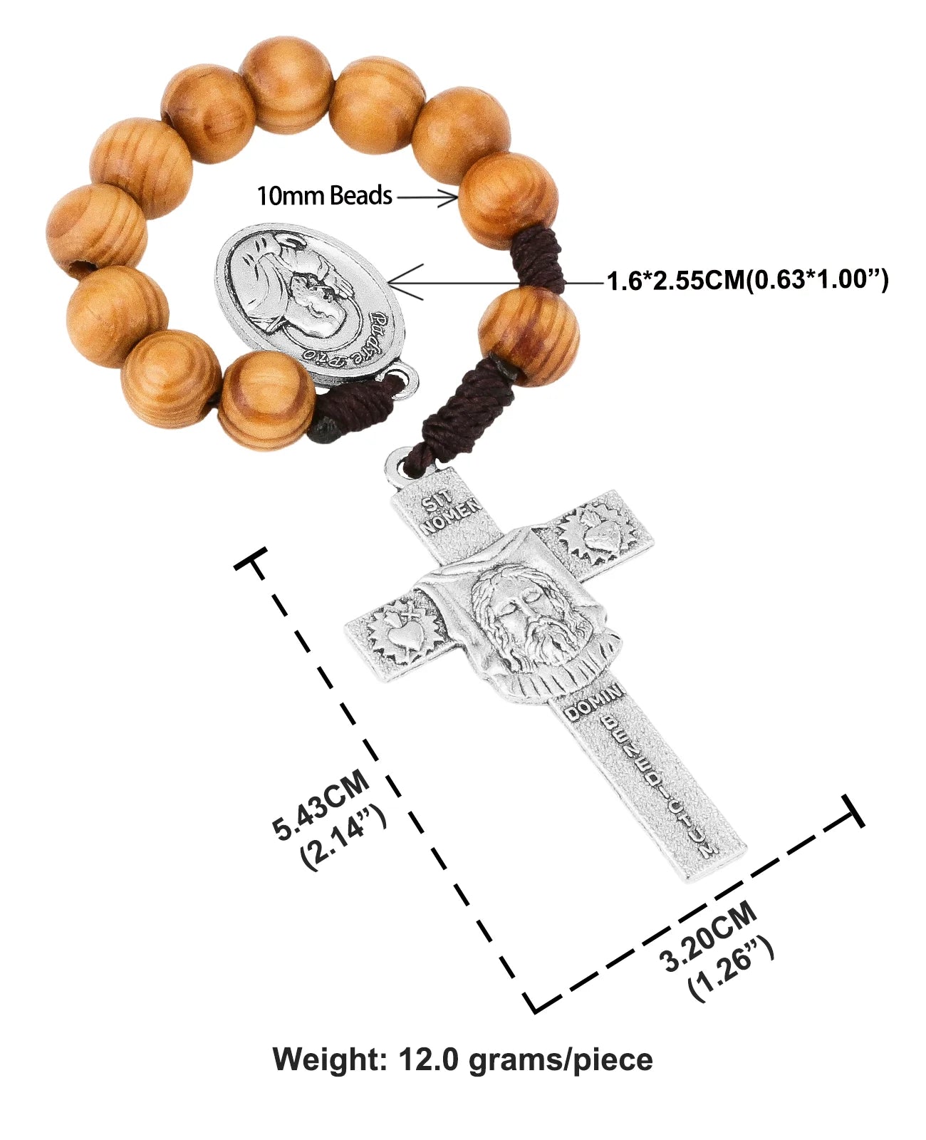 Pocket Rosary Padre Pio Medal Handmade