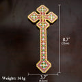 Byzantine Orthodox Gold Plated Crucifix Red Green Enamel Inlay