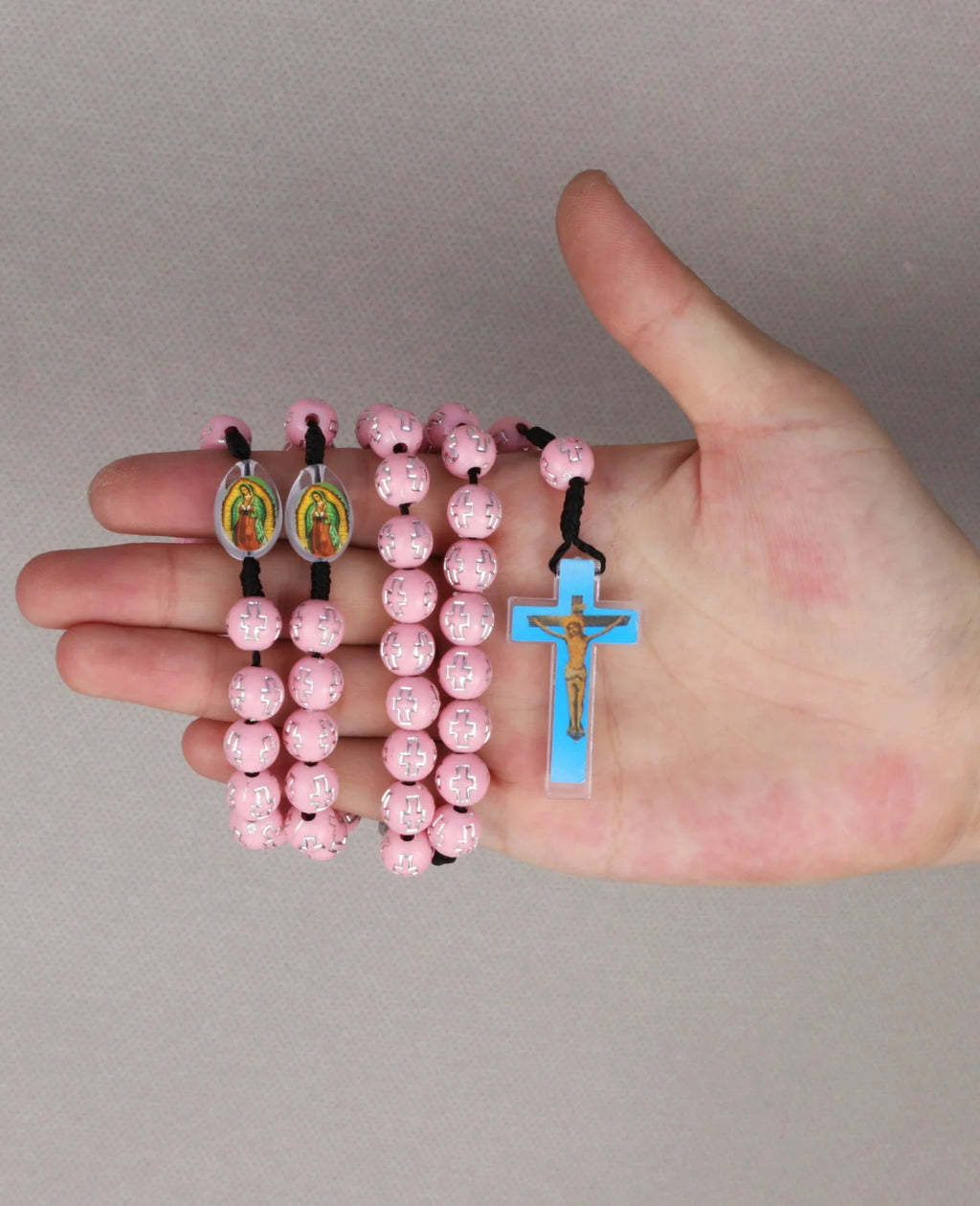 6 Colors Prayer Beads Chain Rosary Necklace Random Holy Icon Medal Spacer Beads