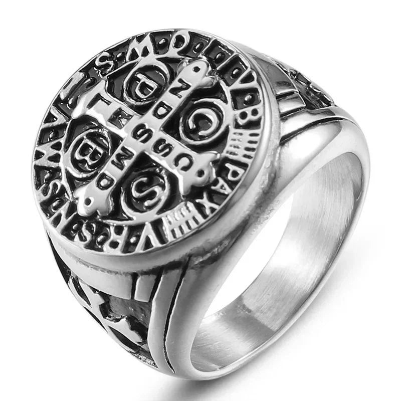 Saint Benedict Cross Ring Exorcism Men