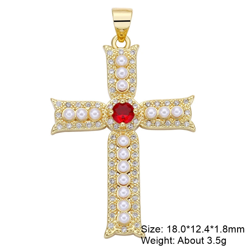 Rosary Jewelry Making Handmade 18K Real Gold Plated Opal Shell Cross