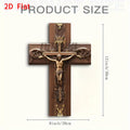 Vintage Metal Cross Wall Hanging - Intricate Jesus Christ Crucifixion Design with Golden Swirls & Vines Ornate Detailing