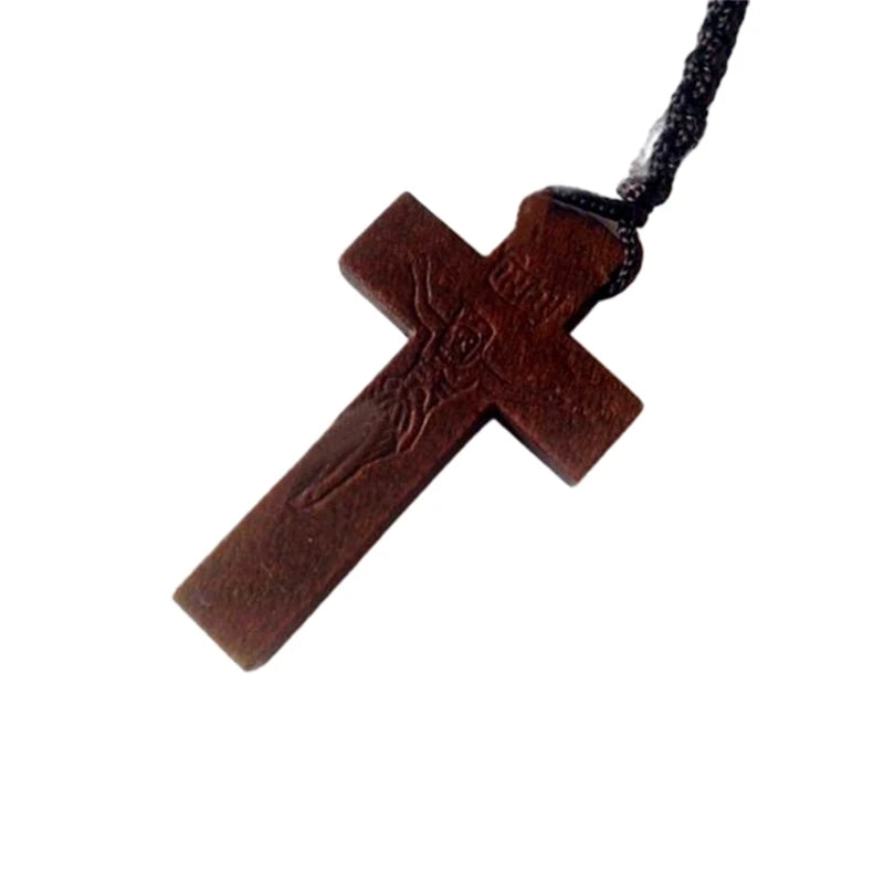 Wood Beads Rosary Necklace