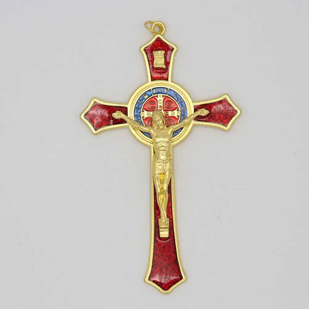 Benedictine Red Enamel Protection Crucifix (4.53*2.76in)