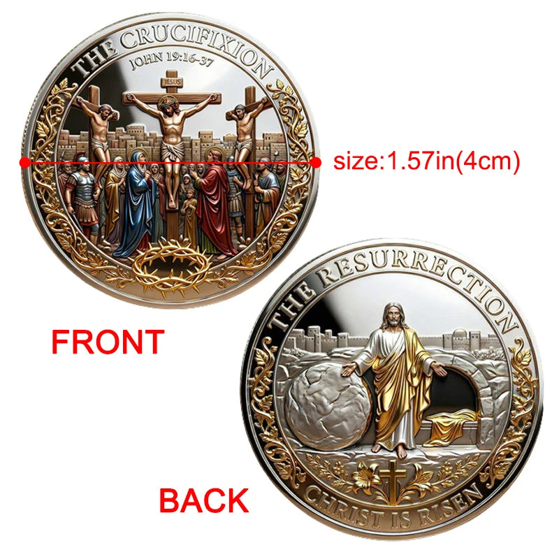 Crucifixion & Resurrection Commemorative Coin Christ Is Risen Coin Souvenir Gifts for Collection