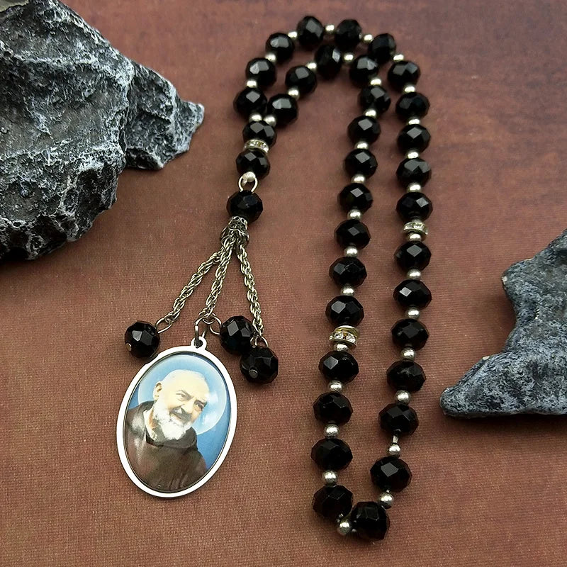 Padre Pio Stainless Steel Gold Color Prayer Beads
