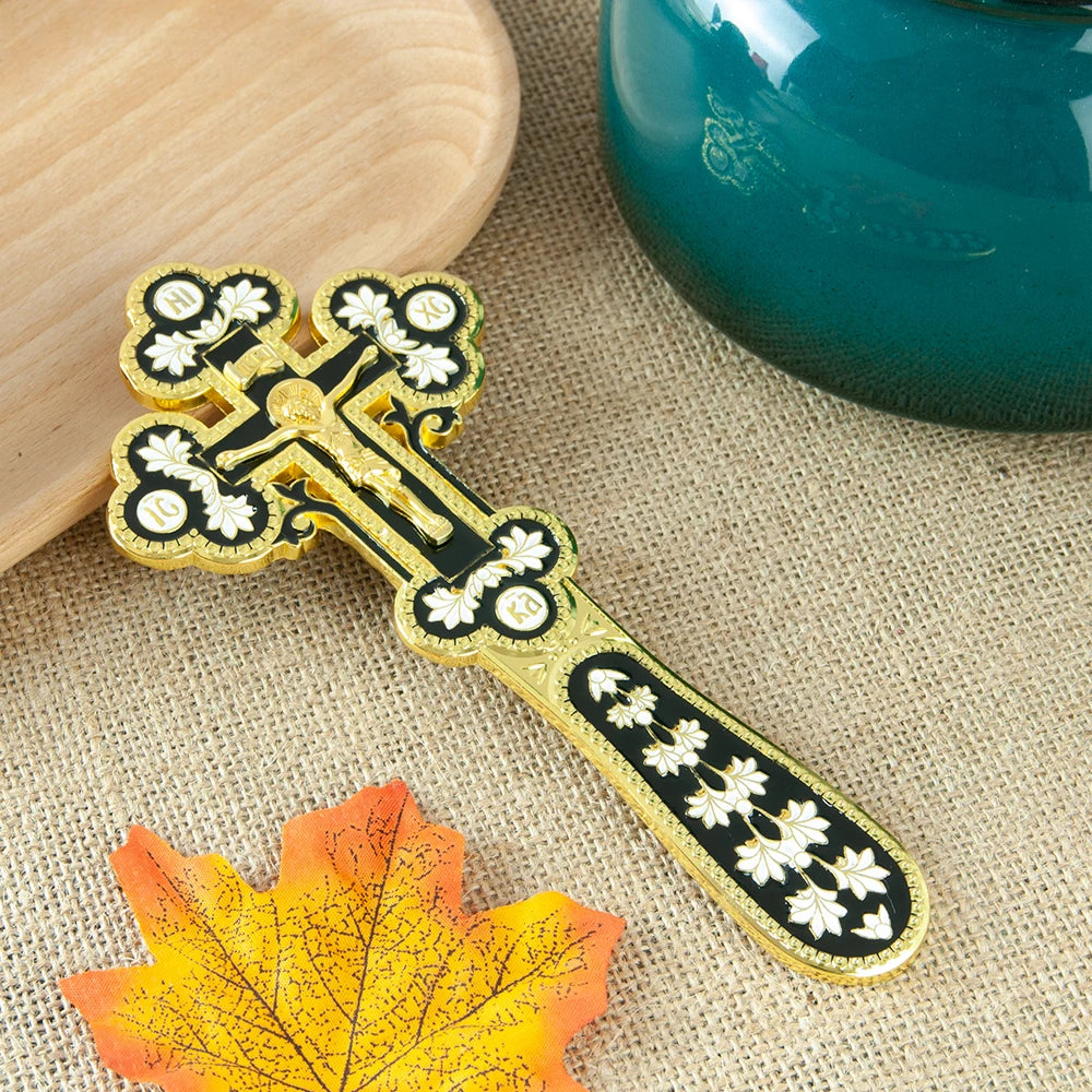 Orthodox Gold Plated Colorful Enamel  icon Cross INRI Crucifix