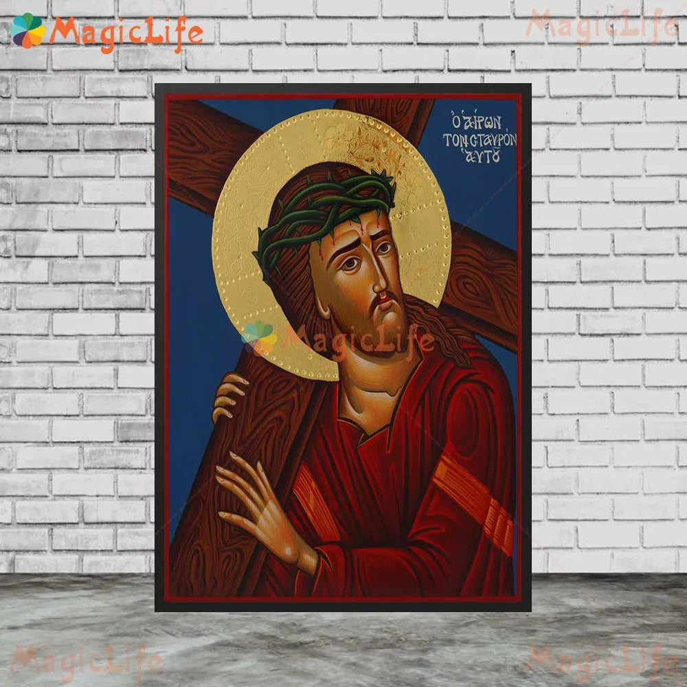 Christ Blessing Icon Orthodox Wall Art Canvas Painting Unframed