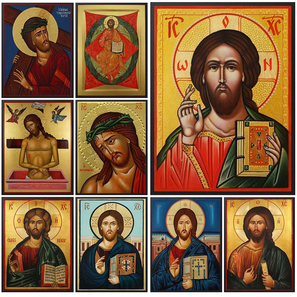 Christ Blessing Icon Orthodox Wall Art Canvas Painting Unframed