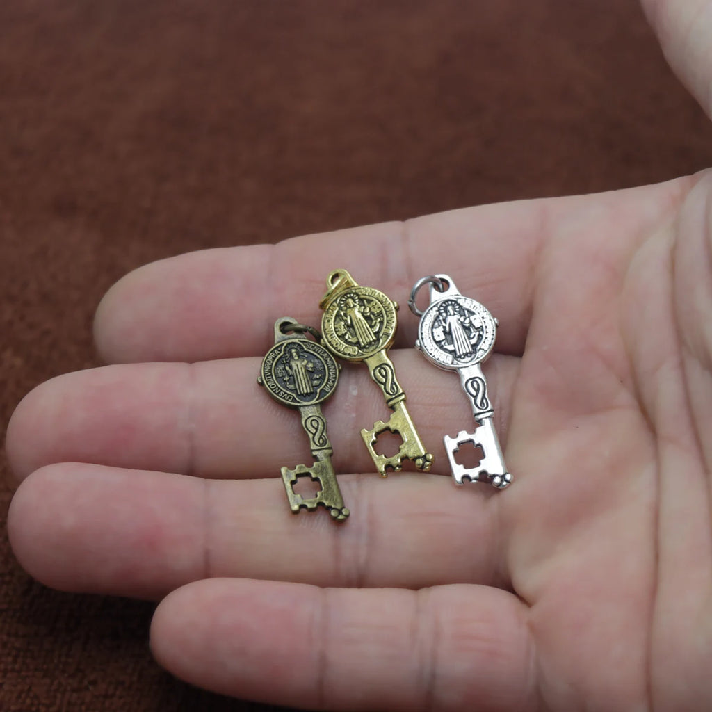 9pcs 12.5x33MM Saint St Benedict Medal Key Charm
